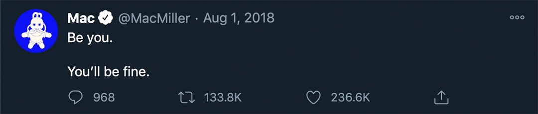 A screenshot of Mac Miller’s tweet from August 2018, a month before he passed away.