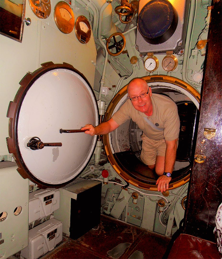 Brooklin, Ont. - 2021-01-21 - Wally Bartfay exploring a submarine in Denmark. An associate dean, Undergraduate Studies, and Faculty of Health Sciences at Ontario Tech University, Dr. Wally Bartfay studies population health, and now more than ever due to the pandemic.