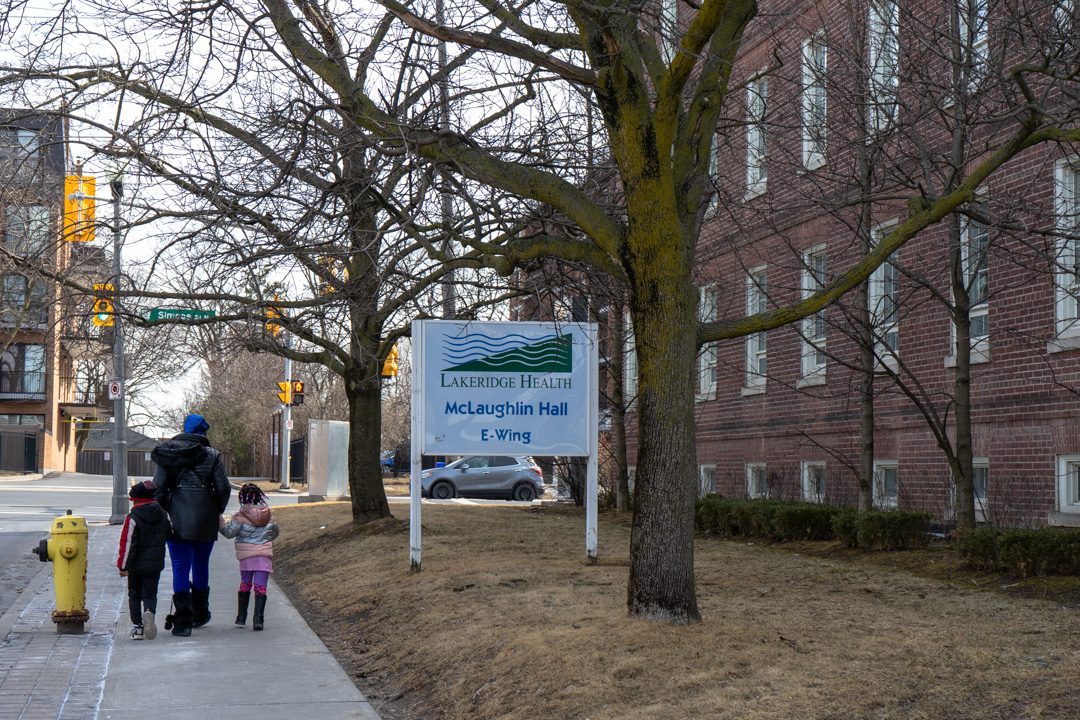 (03/23/2021) OSHAWA ONT. - The sign of the McLaughlin Hall of the old nursing residence of the Oshawa General Hospital.