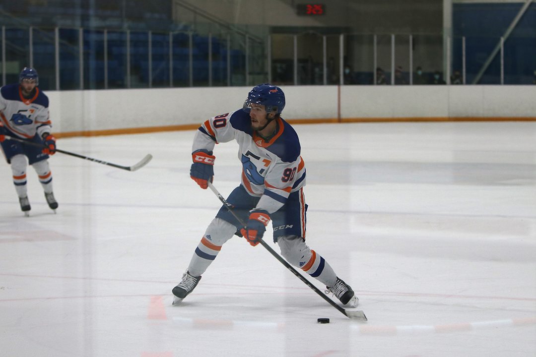 Forward Austin Eastman preparing for a shot.