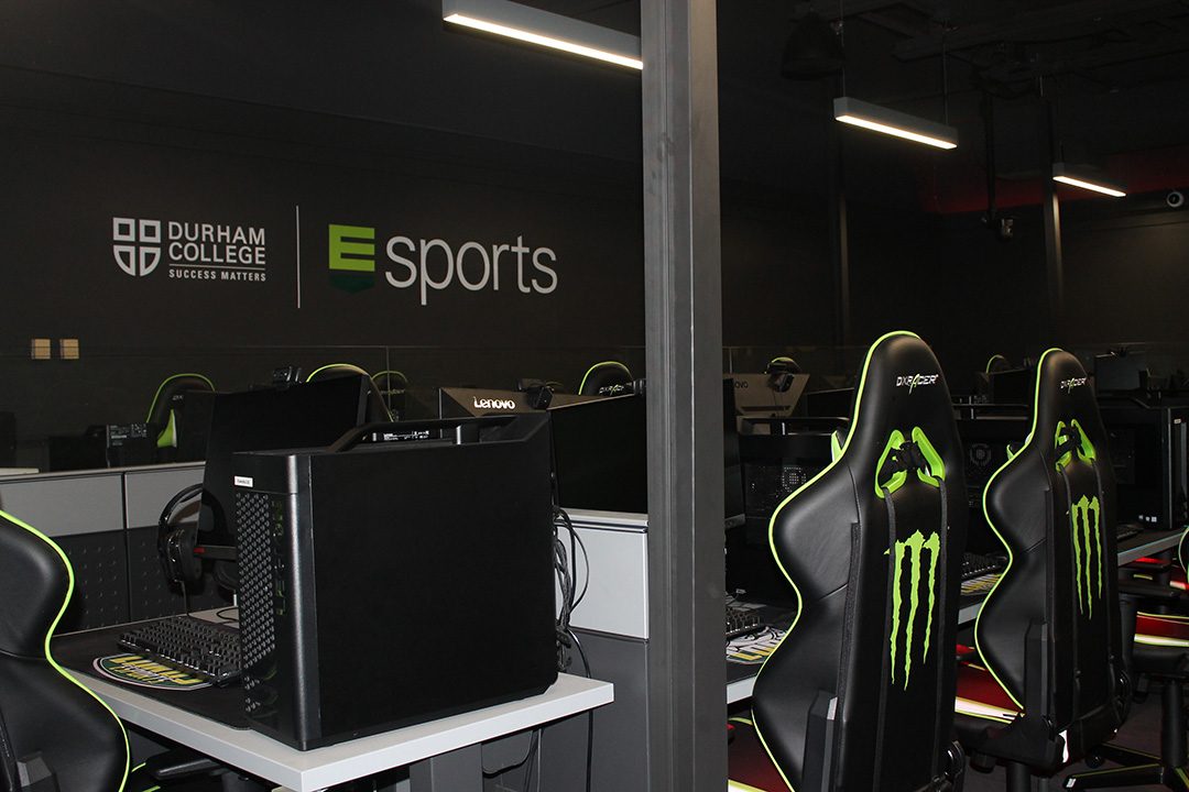 The empty Esports Arena, soon to welcome back the Durham Lords varsity esports team for the 2021-2022 season.