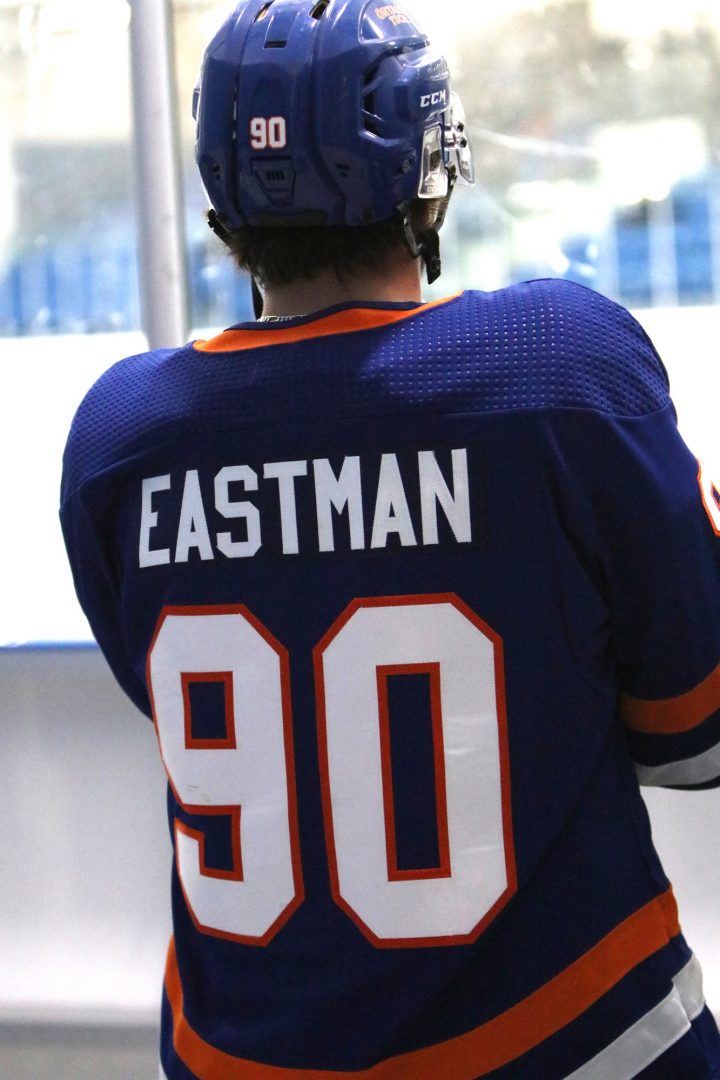 Austin Eastman preparing for game one of the 2021-22 season.
