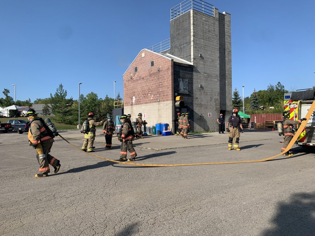 Firefighters train at a facility in Ajax.