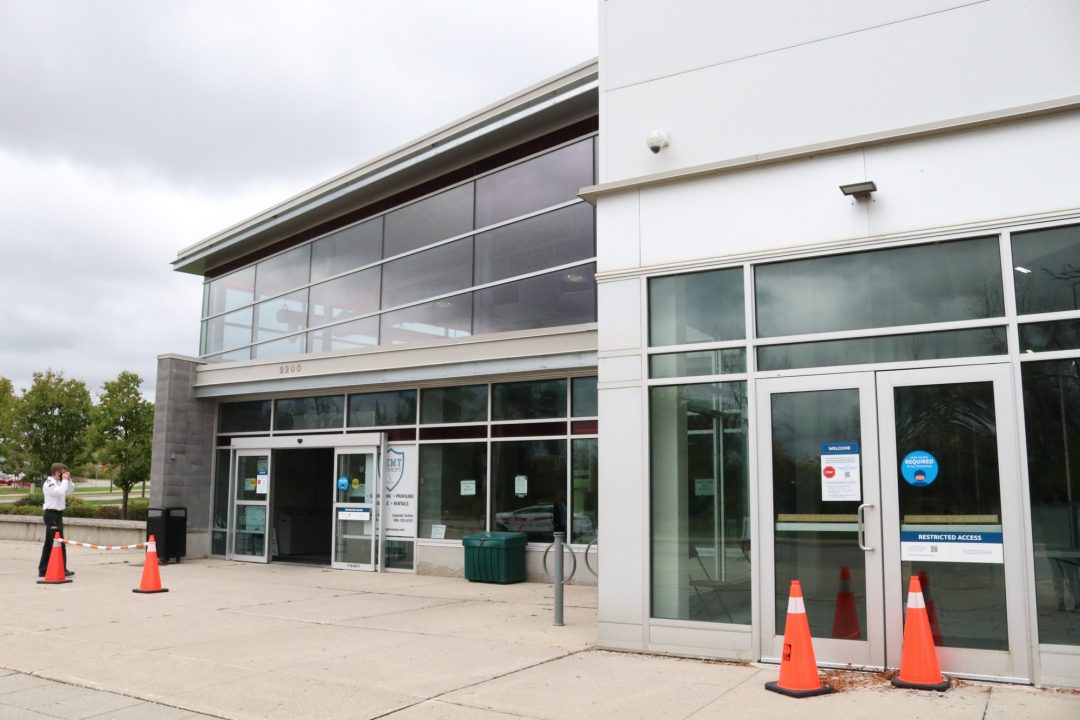 The main entrance to the Campus Ice Centre.