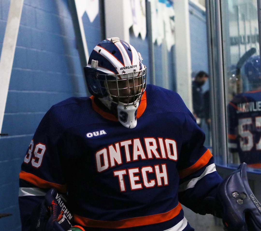 Leif Hertz, shares goaltending duties for the Ontario Tech Ridgebacks.