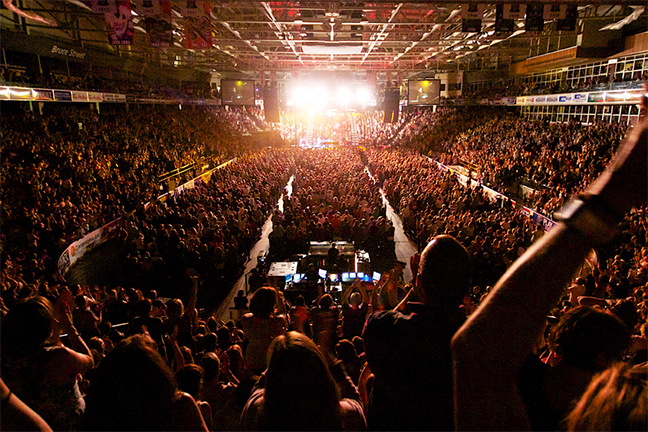 OSHAWA, ONT (FEB, 10, 2022) The Oshawa Tributes Communities Centre iinside the centre at an event filled with fans enjoying an Elton John concert.