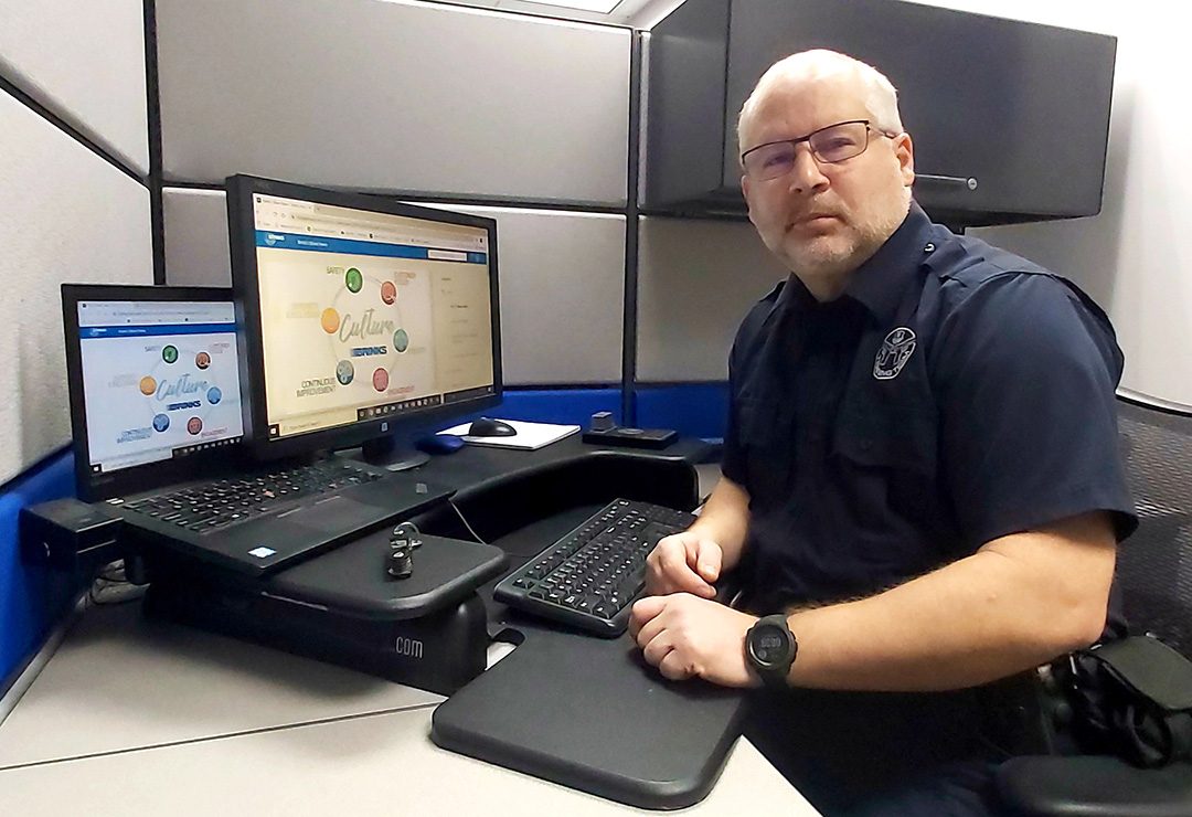 Dale Rouw on his desk at his workplace