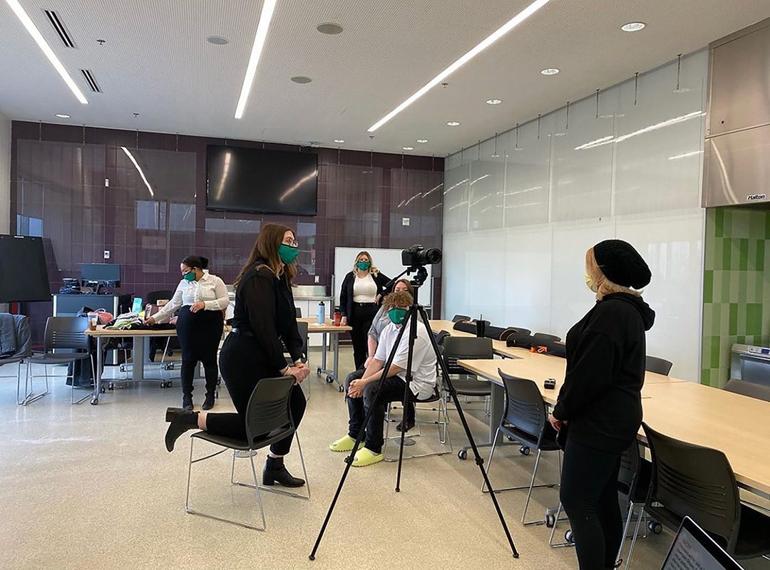 Second-year event planning students at Durham College are recording their presentation on campus after being elected as the top finalists in the PCMA North American Student Challenge.