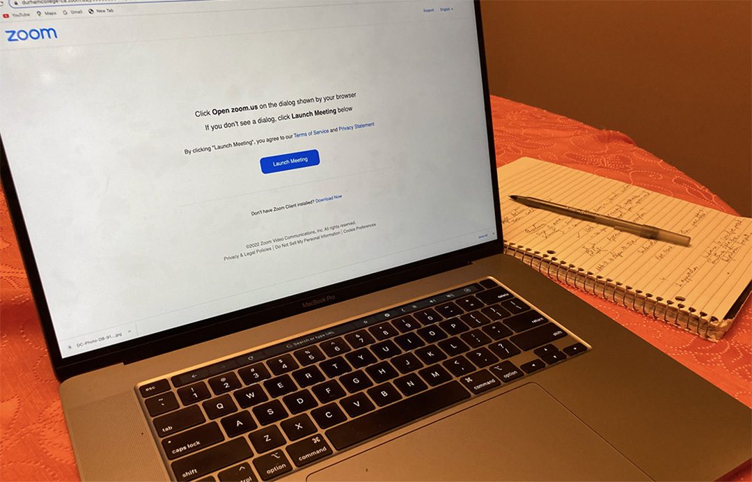 Many students at Durham College attend lectures through zoom.
