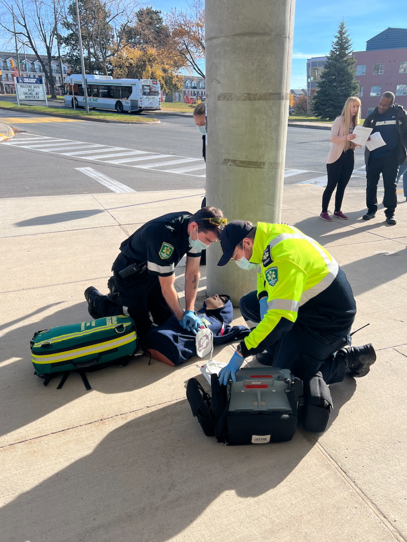 First responders at the scene of an accident outside a condo at 22 Majors Rd. There's no word on the extent of injuries.