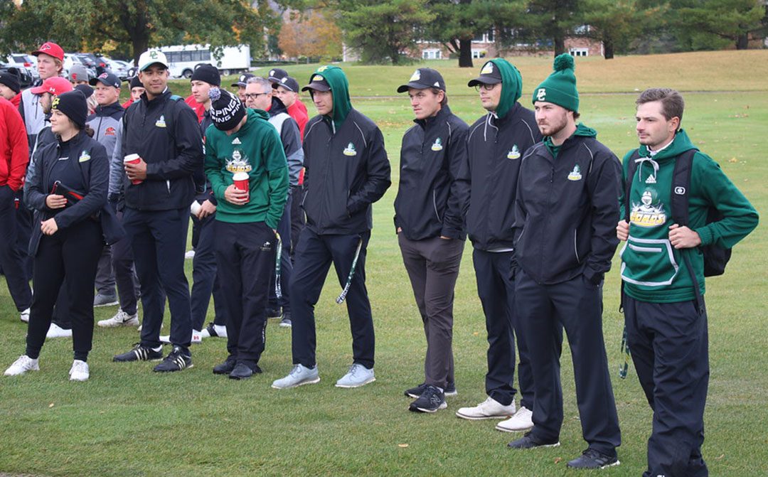 10/19/2022 - The Durham Lords golf team lined up together before the first round of the Golf National Championships.