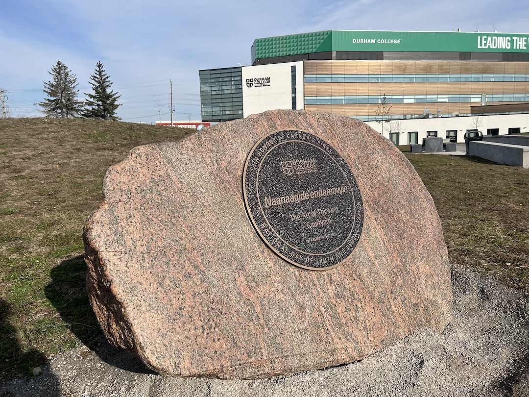 The Naanaagide’endamowin Courtyard, which means the Art of Thinking, at Durham College outside the Centre for Collaborative Education.