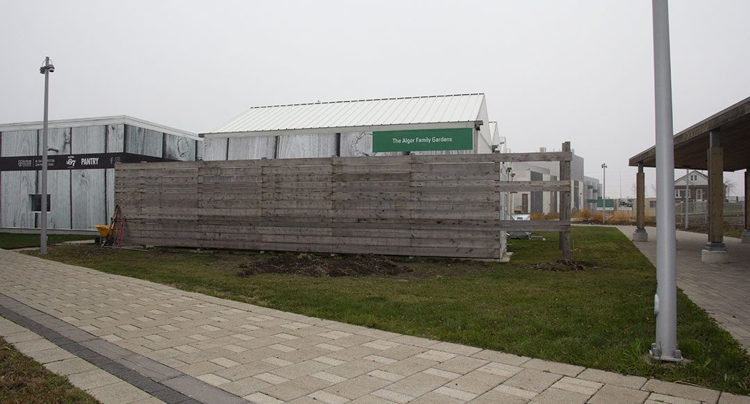 The area where the therapy garden will be built. The garden will be beside the Centre for Food.