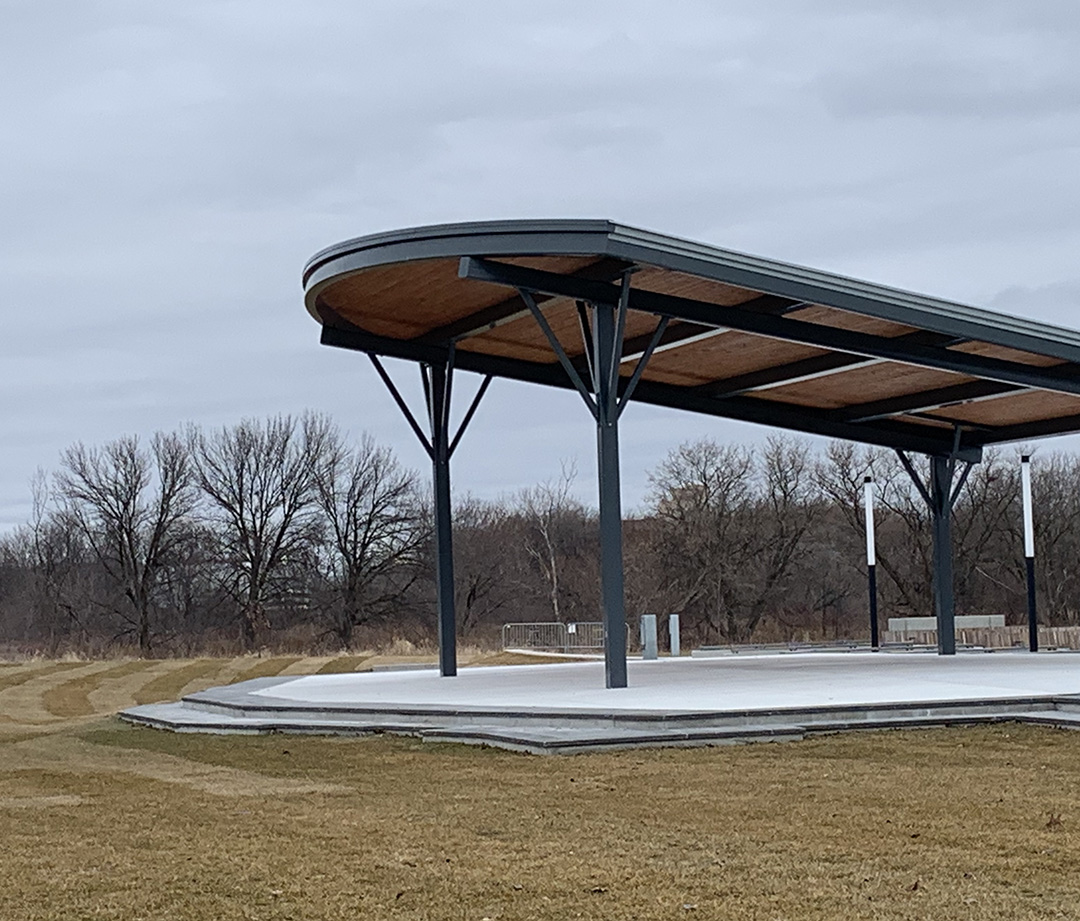 The city hopes to see many events held at the park, where a permanent stage with stadium seating has been built.