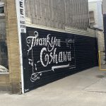 “Thank you Oshawa” graffiti at downtown Oshawa