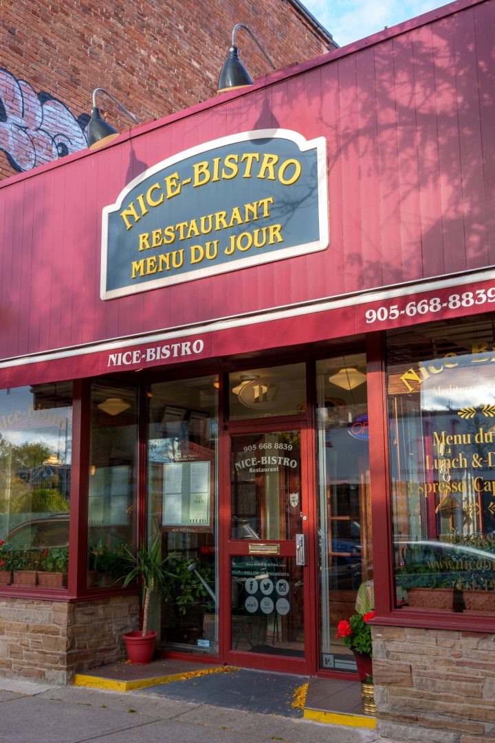 An exterior photo of the Nice Bistro restaurant in Whitby, Ont.