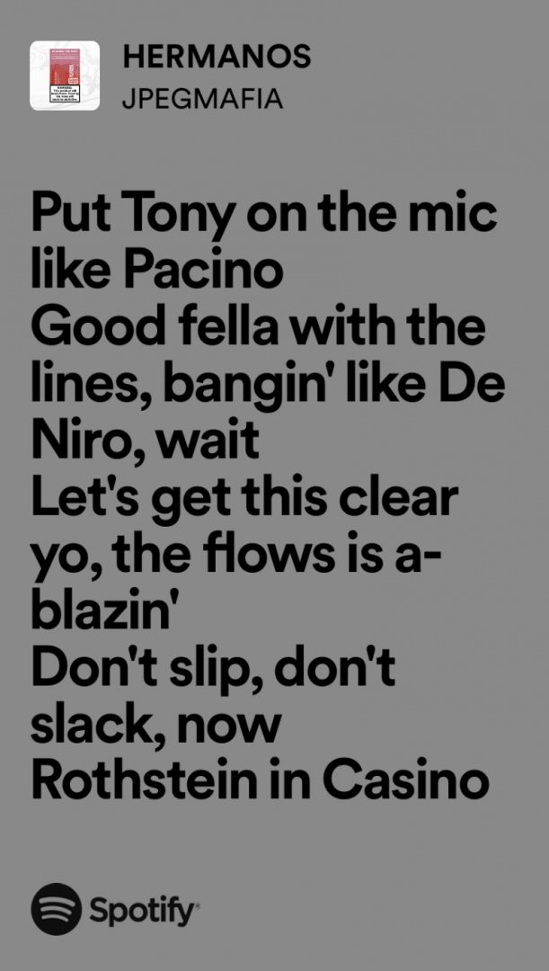 Lyrics from HERMANOS - JPEGMAFIA and Danny Brown