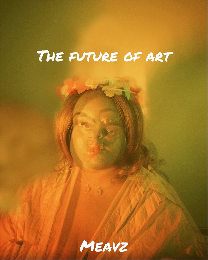 The cover photo for Mead's Magazine is a portrait of the creator of the magazine, Star Warren. The photo consists of yellow, orange, and green colours. The title of the fourth issue is The Future Of Art.