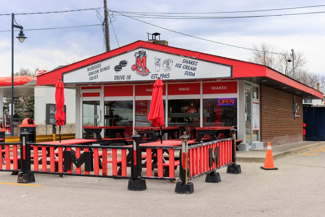 Picture of the Big M burger restaurant in Pickering, Ont., on March 14, 2023. The restaurant has been around since 1965 and has stayed in the same area since. It's one of Pickering’s oldest businesses and is iconic for many locals.