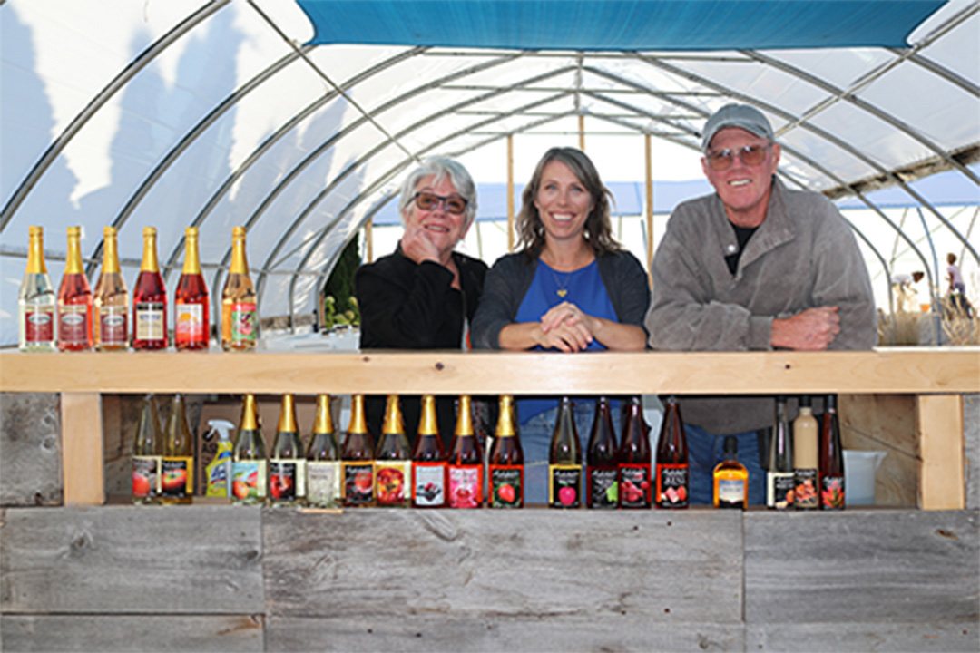 Oct. 19, 2024. - FROM LEFT: Sandy, Jess and Fred Archibald, owners and operators of Archibald's Orchard & Estate Winery in Bowmanville, Ont. Jack Conway/The Chronicle