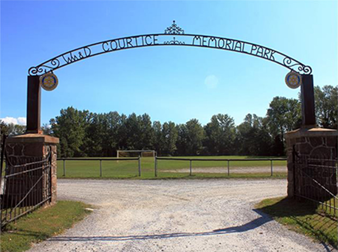 The W & D Courtice Memorial Park arch. Rebuilt around 20 years ago thanks in part to an initiative by local resident Jim Vincent. CREDIT: Parks and Facilities, Municipality of Clarington.