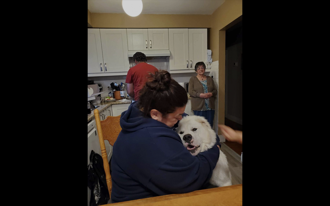 Lori McMullen shares a moment with her dog, Walter, at her home in Oshawa, Ont.
Image credit: Kevin McMullen