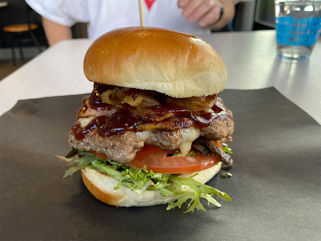 The Zeus burger at Olympus Burger in Port Hope, Ont. on Dec. 1, 2024. It was recently ranked the 18th 'Most Mouthwatering Burger in the World' by MSN. Jack Conway/The Chronicle.