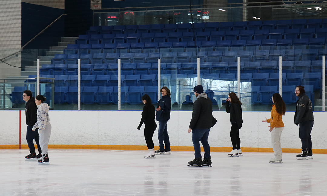 Students skate at the Campus Ice Centre in Oshawa on Monday, Jan. 28, 2025.