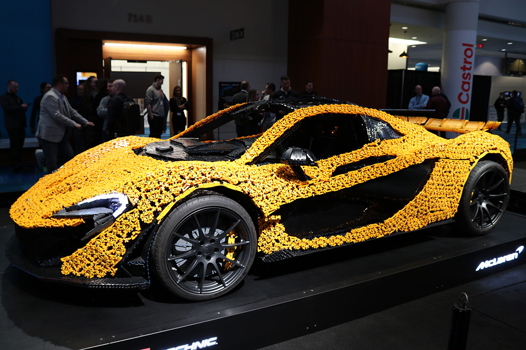 The 1:1 scale McLaren P1 made from over 342,000 LEGO Technic pieces on display at the 2025 Canadian International AutoShow. The show runs from Feb 14 - 23 at the Metro Toronto Convention Centre.