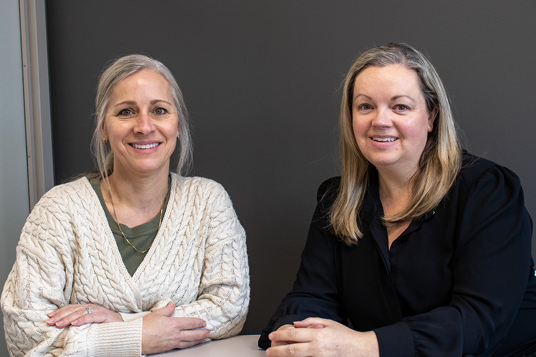 Traci Ellis, director of marketing and student recruitment, can be seen on the left and Pamela Dunn, manager of events and special projects, is on the right.