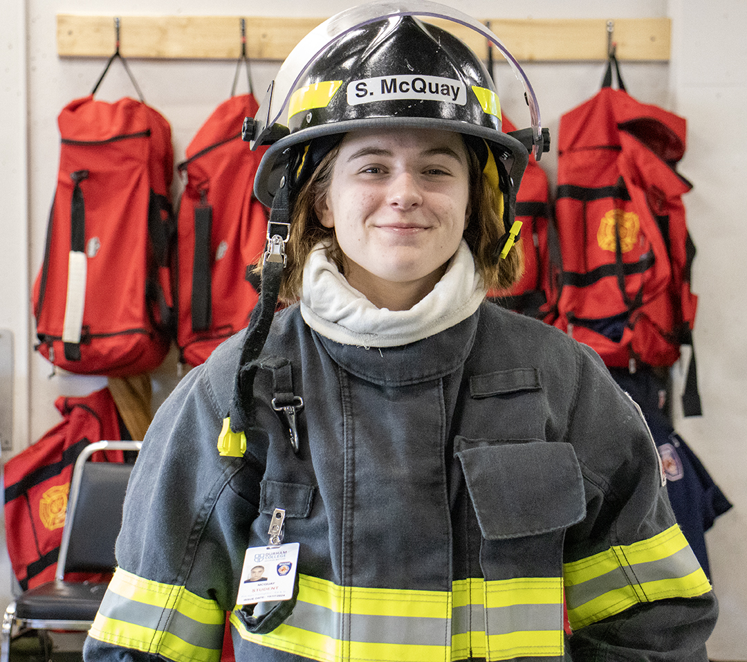 Sophia McQuay, a 20-year-old in Durham College’s pre-service firefighting program.