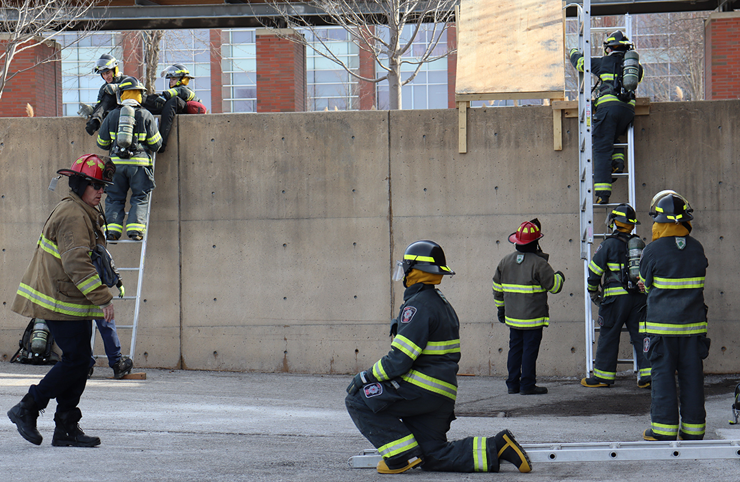 Firefighter training at Durham College.