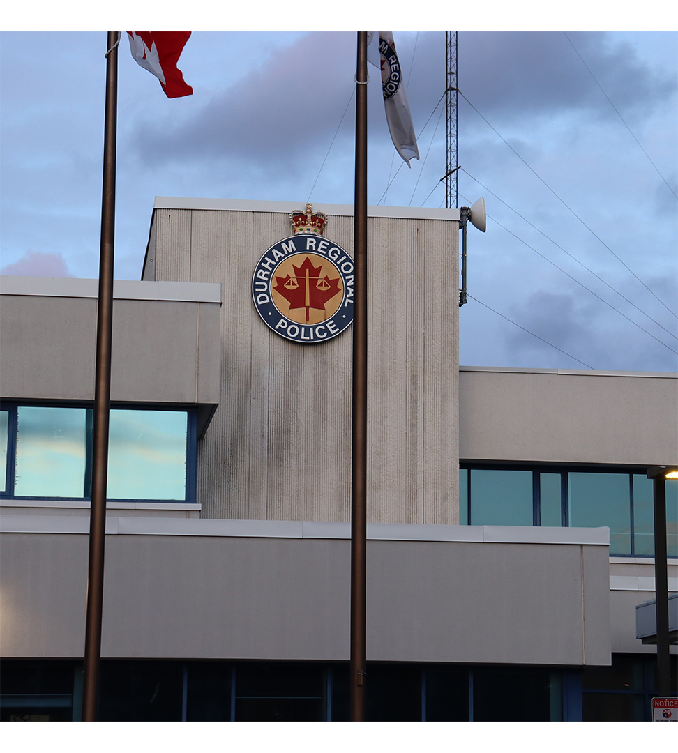 Durham Regional Police building on 77 Centre Street Oshawa, Ontario on March 24, 2025.
