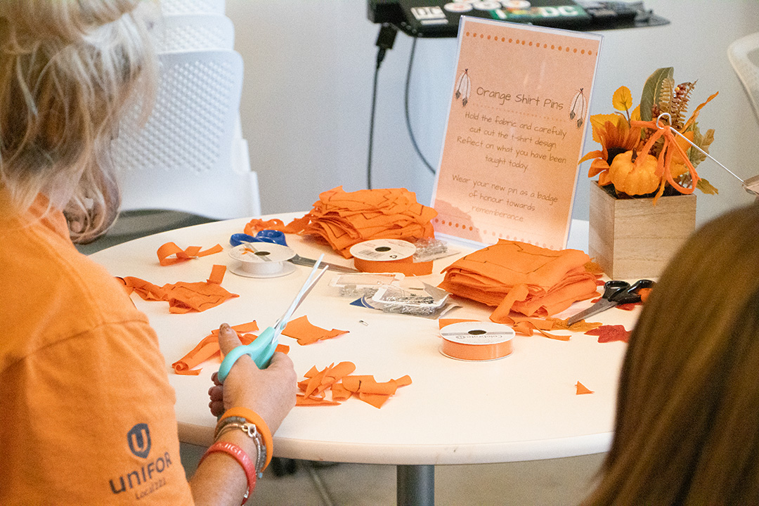 Participants at Durham College Oshawa participating in crafts for Truth and Reconciliation day on Tuesday, September 30th, 2025.