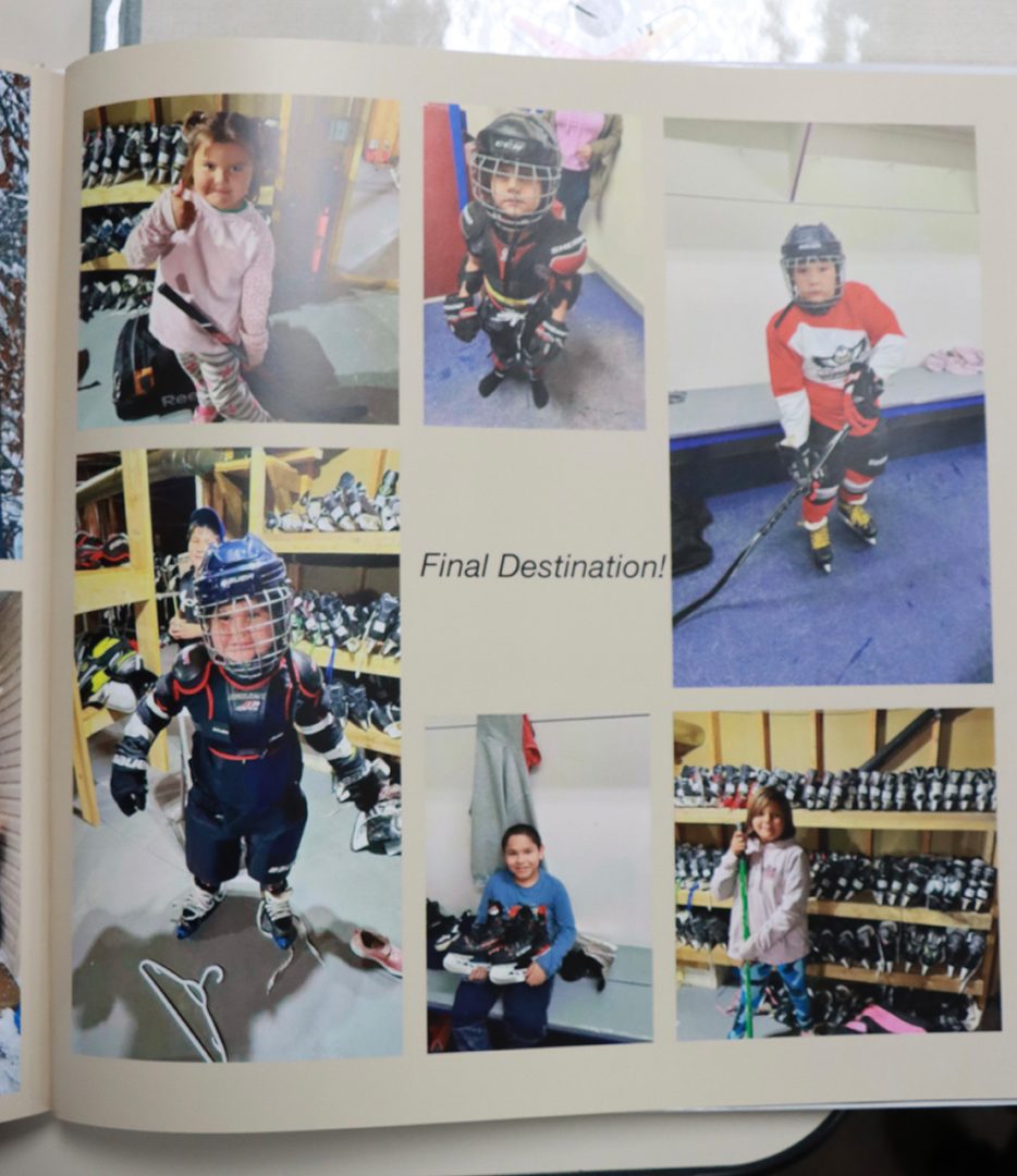 Photo album in Their Opportunity Charity HUB in Oshawa on December 4th, 2025. These photos are when Their Opportunity equipment drive dropped off the hockey equipment and these are the children with the equipment.